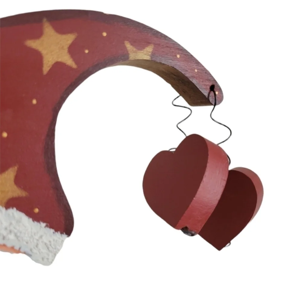 Wooden Santa With Hearts Folk Art Wall Decor